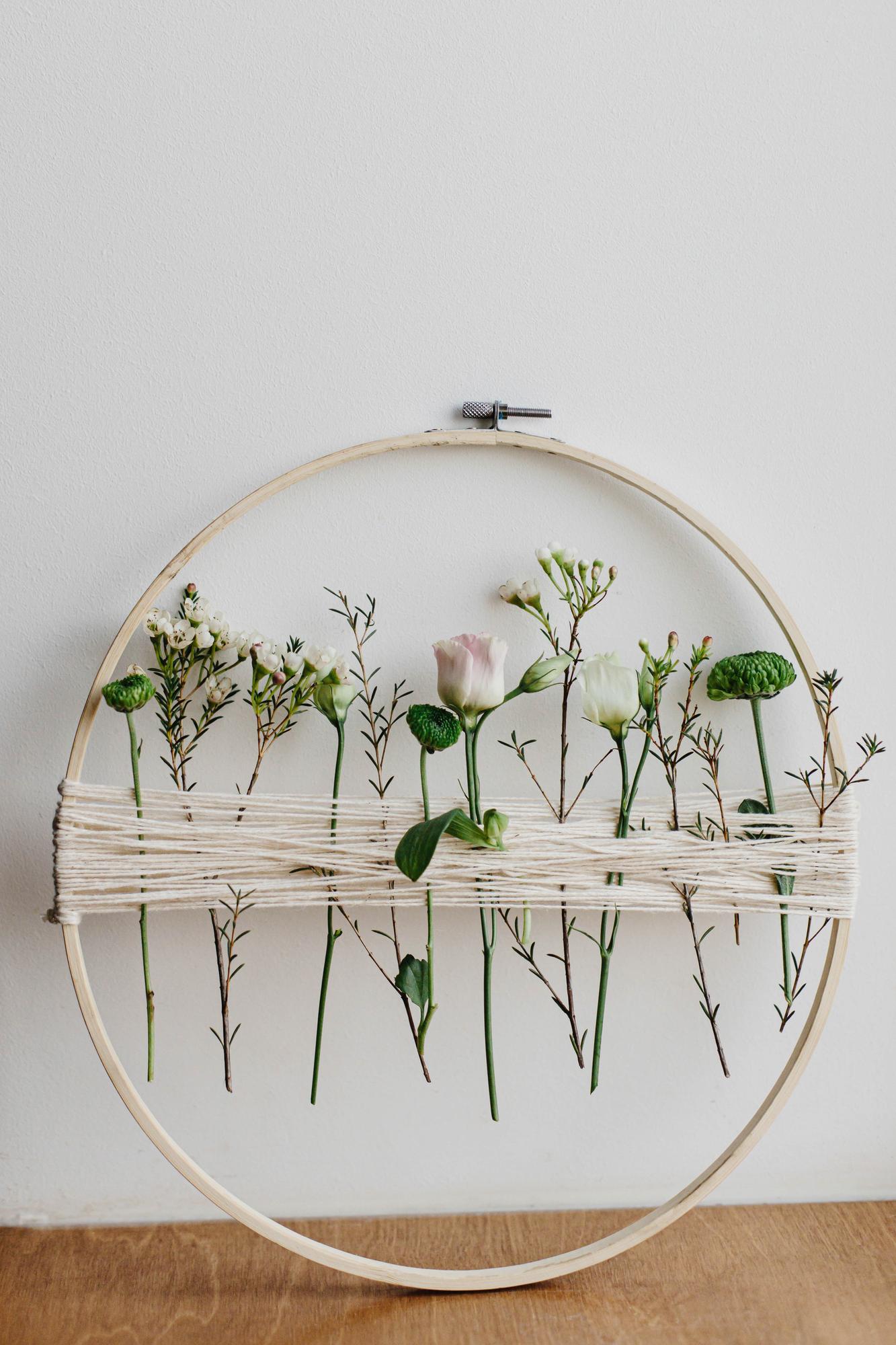 atelier interior with embroidery frames and threads